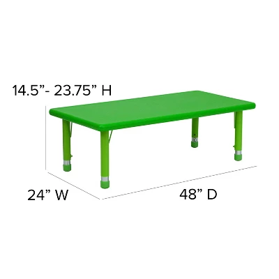 Emma And Oliver 24"W X 48"L Rectangular Plastic Height Adjustable Activity Table - Image 3