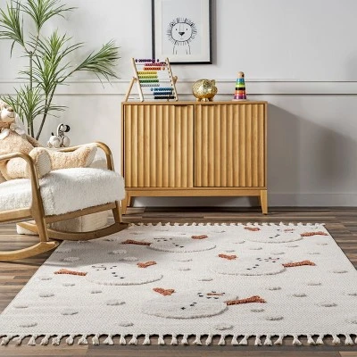 NuLOOM Kilah Snowmen High-Low Kids Tasseled Area Rug - Image 7