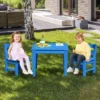 Costway 3PCS Kids Table & 2 Chairs Set Outdoor Heavy-Duty All-Weather Activity Table Set