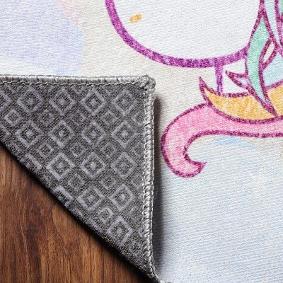 Unicorn Rainbow Colorful Kids Playroom Nursery Washable Indoor Area Rug By Blue Nile Mills - Image 3