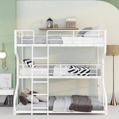 Full XL Over Twin XL Over Queen Size Metal Triple Bunk Bed With Ladder-ModernLuxe - Image 2