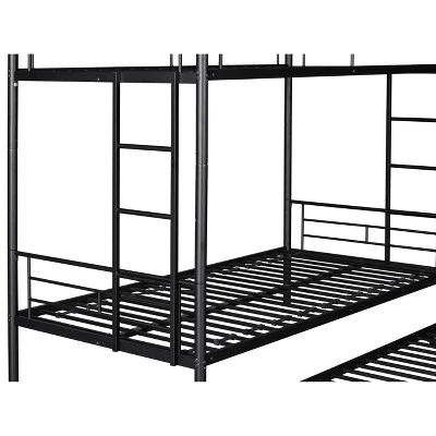 Twin Over Twin Metal Bunk Bed With Trundle Bed And Ladders-ModernLuxe - Image 13