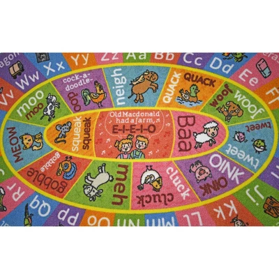 KC CUBS Boy & Girl Kids ABC Alphabet W/ Animals & Sounds Educational Learning & Fun Game Play Nursery Bedroom Classroom Oval Rug Carpet - Image 4