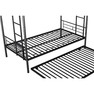 Twin Over Twin Metal Bunk Bed With Trundle Bed And Ladders-ModernLuxe - Image 12