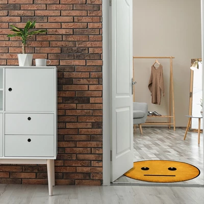 Deerlux Emoji Style Round Funny Smiley Face Kids Area Rug, Straight Emoji Rug