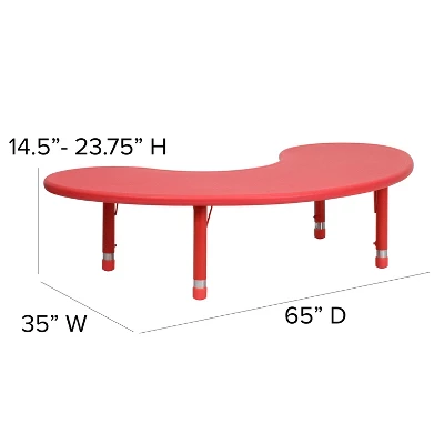 Flash Furniture 35"W X 65"L Half-Moon Plastic Height Adjustable Activity Table - Image 3