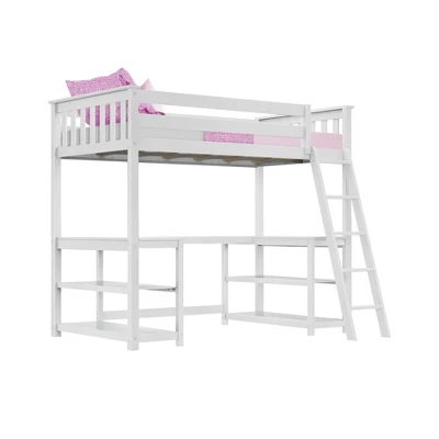 Max & Lily Twin-Size High Loft Bed With Wraparound Desk & Shelves - Image 6