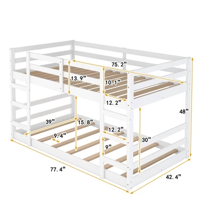 Twin Over Twin Bunk Bed With Ladder-ModernLuxe - Image 2