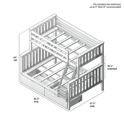 Max & Lily Twin Over Full Staircase Bunk Bed With Storage Drawers - Image 5