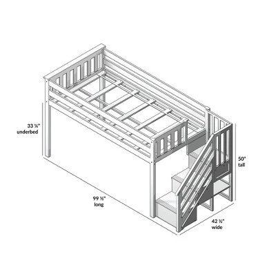 Max & Lily Twin Low Loft Bed With Staircase - Image 6