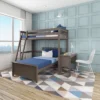 Max & Lily L-Shaped Twin Over Twin Bunk Bed With Desk