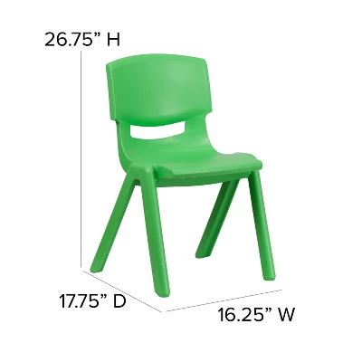 Flash Furniture 2 Pack Green Plastic Stackable School Chair With 15.5" Seat Height - Image 3