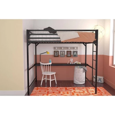Twin Max Metal Loft Bed With Desk Black - Room & Joy - Image 3