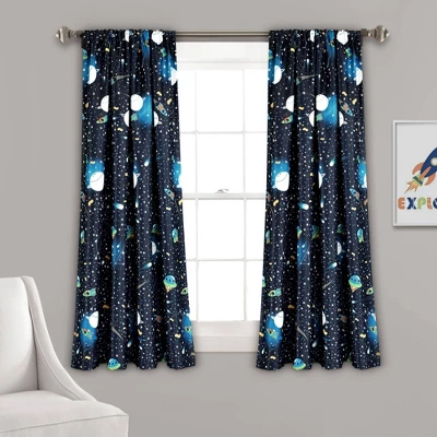 Universe Room Darkening Window Curtain Panels Navy - Lush Décor - Image 5