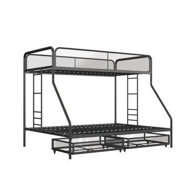 Twin Over Full Jeremy Bunk Bed With Storage Drawers Black - Room & Joy - Image 2