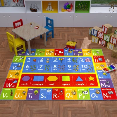 KC CUBS Boy & Girl Kids ABC Alphabet, Numbers & Shapes Educational Learning & Fun Game Play Nursery Bedroom Classroom Area Rug Carpet - Image 4