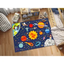 KC CUBS Boy & Girl Kids Outer Space Solar System Planets Educational Learning & Game Play Area Nursery Bedroom Classroom Rug Carpet