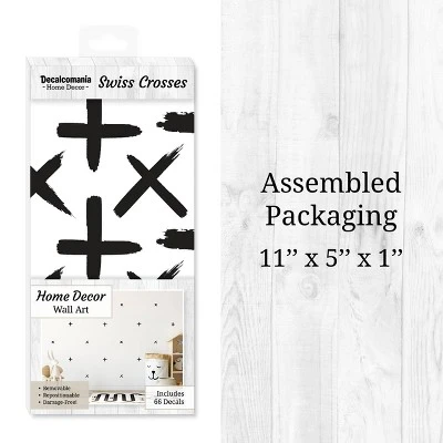 Black Watercolor Swiss Crosses Wall Decor - Decalcomania