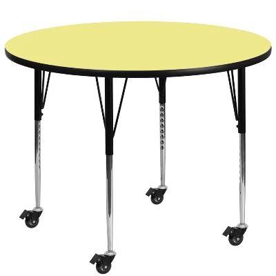 Emma And Oliver Mobile 48" Round Laminate Adjustable Activity Table - Image 2