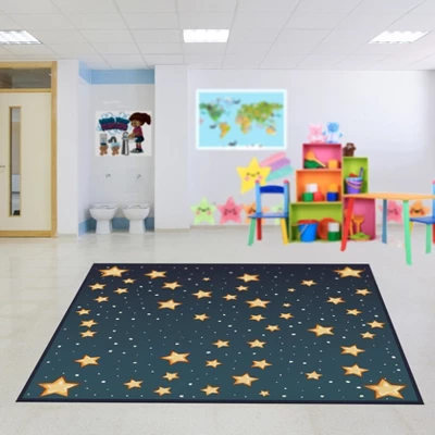 Deerlux 6 Ft. Social Distancing Colorful Kids Classroom Seating Area Rug, Starry Sky Design