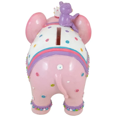 Northlight 5.75" Children's Pink Elephant With Monkey Coin Bank - Image 4