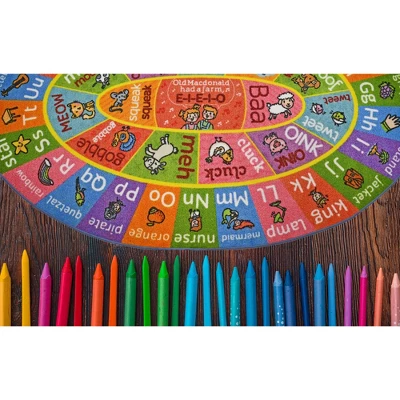 KC CUBS Boy & Girl Kids ABC Alphabet W/ Animals & Sounds Educational Learning & Fun Game Play Nursery Bedroom Classroom Oval Rug Carpet - Image 3