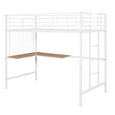 Twin Metal Loft Bed With Desk And Metal Grid - ModernLuxe - Image 6