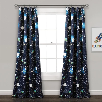 Universe Room Darkening Window Curtain Panels Navy - Lush Décor - Image 6
