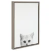 24" X 18" Kitty Framed Canvas Art Gray - Uniek