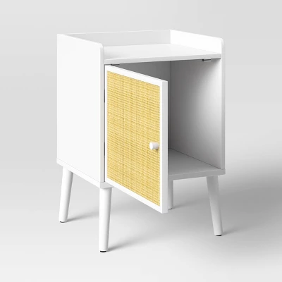 Rattan And Wood Bedside Kids' Table White - Pillowfort™ - Image 2