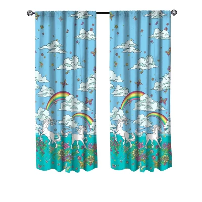 48"x63" Rainbow Unicorn Window Panel Pair Curtains - Kidz Mix