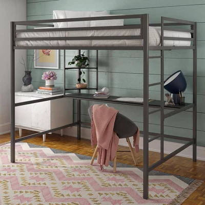 Full Maxwell Metal Loft Bed With Desk & Shelves - Novogratz - Image 7