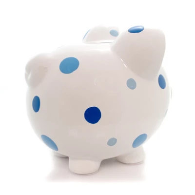 Bank Blue Multi Dot Bank - 1 Bank 7.75 Inches - Polka Piggy Money Saving - 3606Bl - Ceramic - Blue - Image 3