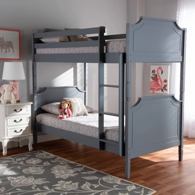 Twin Mariana Wood Bunk Bed Gray - Baxton Studio - Image 4