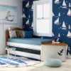 Twin Collindale Boat Design Kids' Bed With Trundle White/Oak - MiBasics