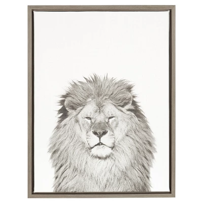 24" X 18" Lion Framed Canvas Art - Uniek - Image 3