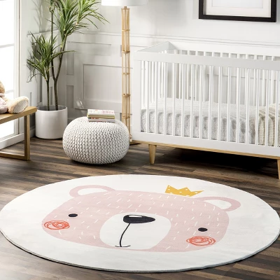 NuLOOM Nesta Queen Bear Machine Washable Kids Area Rug