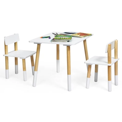 Costway Kids Wooden Table & 2 Chairs Set Children Activity Table Set - Image 8