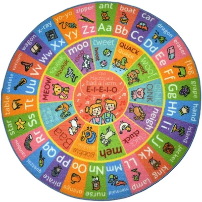 KC CUBS Boy & Girl Kids ABC Alphabet Round Rug Carpet - Image 10