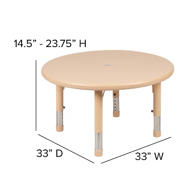 Flash Furniture 33" Round Plastic Height Adjustable Activity Table - Image 5