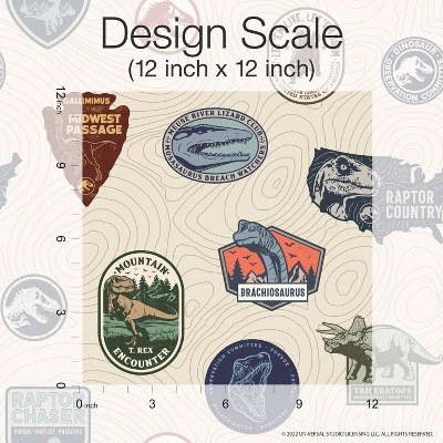 Jurassic World Badges Peel & Stick Wallpaper Beige - RoomMates - Image 3