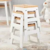 Melissa & Doug Wooden Stools - Set Of 4 - White/Natural