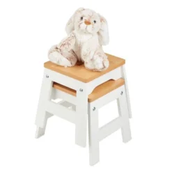 Melissa & Doug Wooden Stools - Set Of 2 - White/Natural