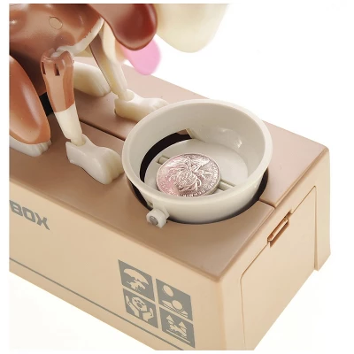 Insten My Dog Piggy Bank, Robotic Coin Munching Money Box, Kids Toys Birthday Gift, White Brown - Image 2