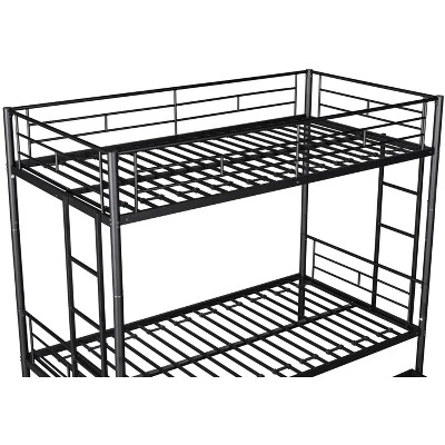 Twin Over Twin Metal Bunk Bed With Trundle Bed And Ladders-ModernLuxe - Image 11