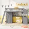 Twin Size Loft Bed With Wardrobe, Drawers And Desk With Shelves - ModernLuxe