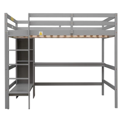 Full Size Loft Bed With Multifunction Shelves And Under-Bed Desk - ModernLuxe - Image 5