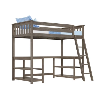 Max & Lily Twin-Size High Loft Bed With Wraparound Desk & Shelves - Image 7