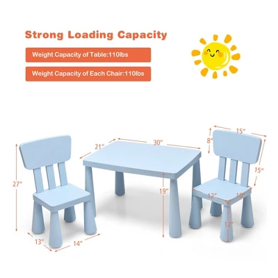 Costway Kids Table & 2 Chairs Set Toddler Activity Play Dining Study Desk Baby Gift - Image 3