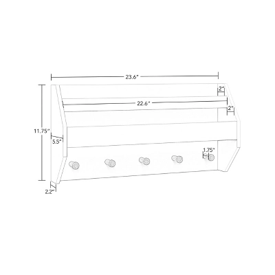 Kids' Catch-All Wall Shelf With Bookrack And Hooks White - RiverRidge Home - Image 3